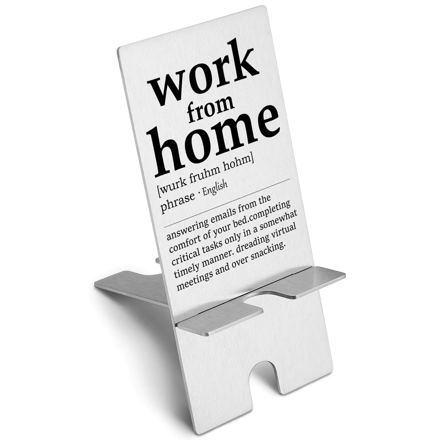 YODOCAMP Funny Work from Home Definition Phone Holder for Desk Stand Metal Cell Phone Stand Gifts for Women Men Boss Coworker Employees Friends Cute Desktop Mobile Phone Stand for Desk Office