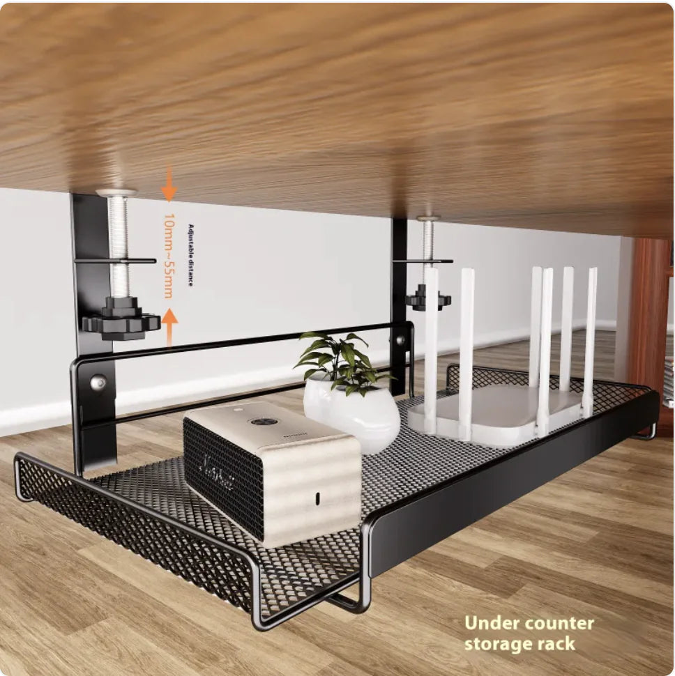 Punch-Free Under-Table Storage Rack