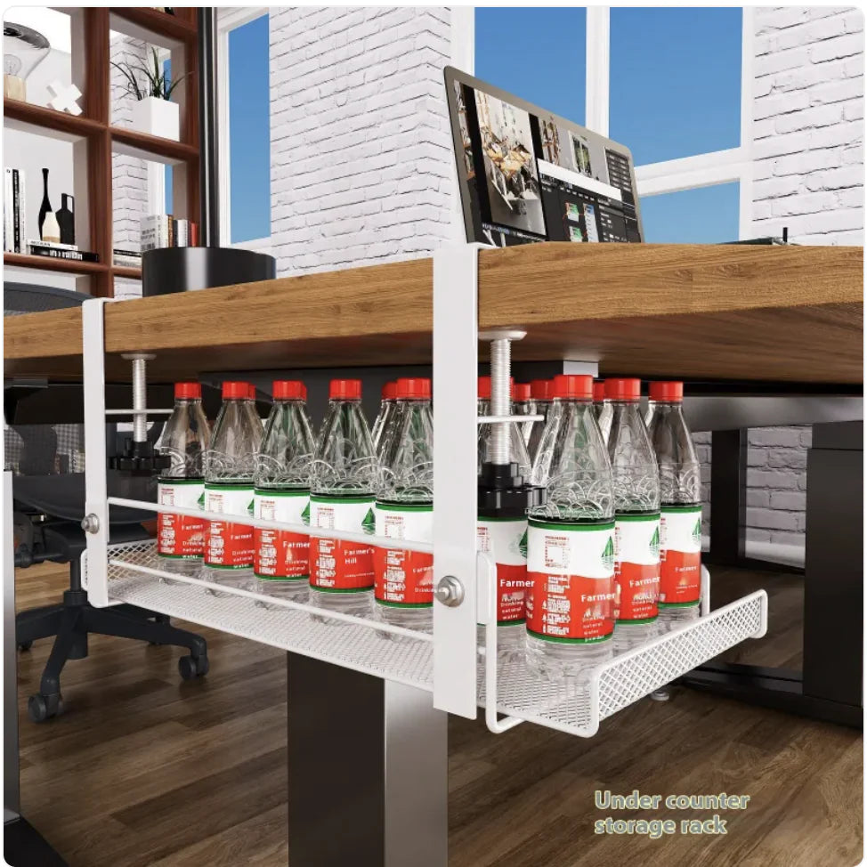 Punch-Free Under-Table Storage Rack